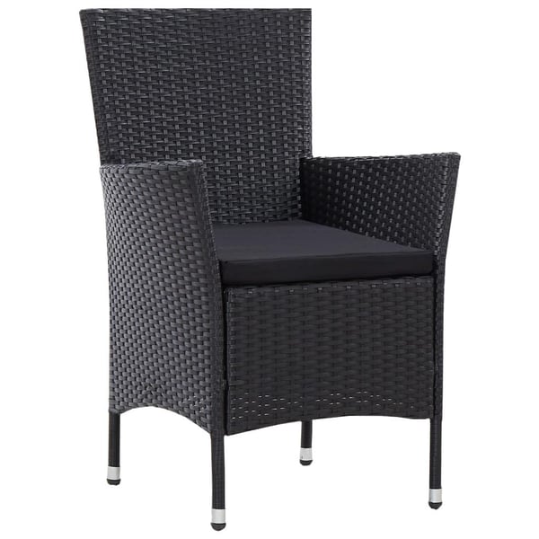 vidaXL udendørs spisebordssæt 5 dele polyrattan sort
