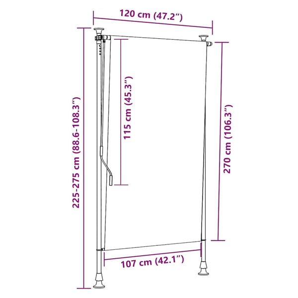 vidaXL Utendørs rullegardin 120x270 cm antrasitt