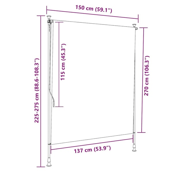 vidaXL Ulkorullaverho 150x270 cm antrasiitti