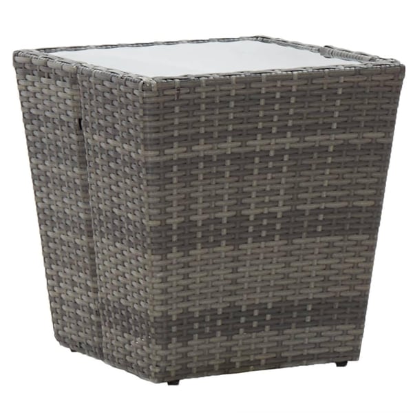 vidaXL tebord 41,5x41,5x43 cm hærdet glas og polyrattan grå