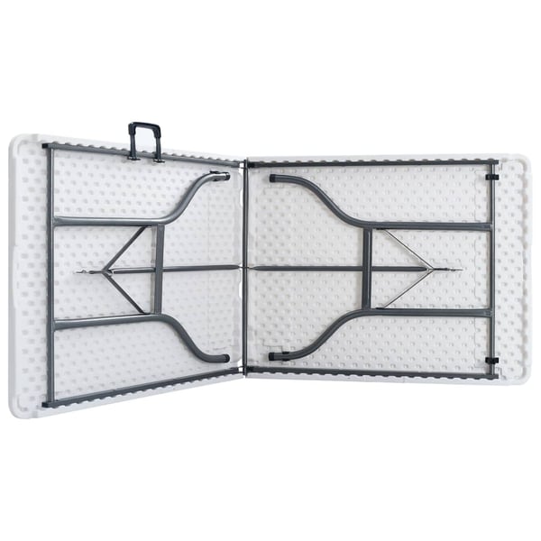 vidaXL Sammenleggbart hagebord med 2 benker 180 cm stål og HDPE hvit