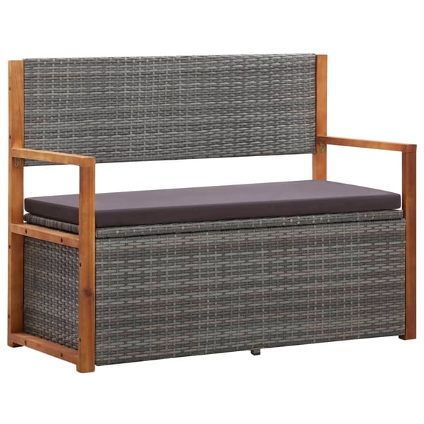 vidaXL havebænk 115 cm polyrattan og massivt akacietræ grå