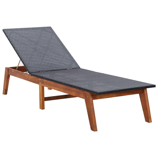 vidaXL liggestol med bord polyrattan og massivt akacietræ