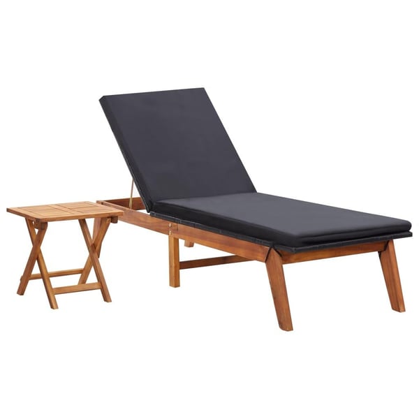 vidaXL liggestol med bord polyrattan og massivt akacietræ