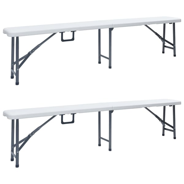 vidaXL Sammenleggbare hagebenker 2 stk 180 cm HDPE hvit