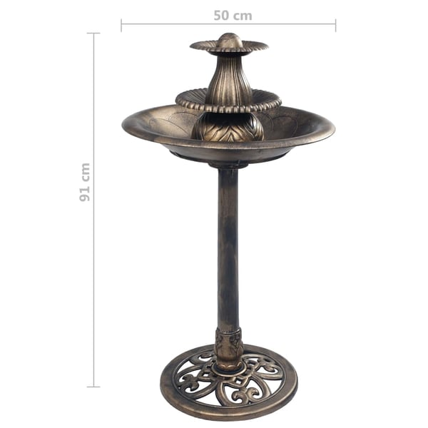 vidaXL Fuglebad med fontene bronse 50x91 cm plast