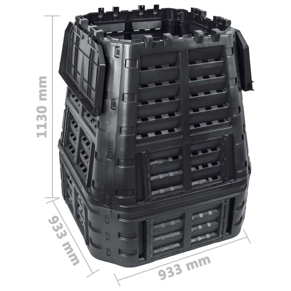 vidaXL kompostbeholder 93,3x93,3x113 cm 740 l sort
