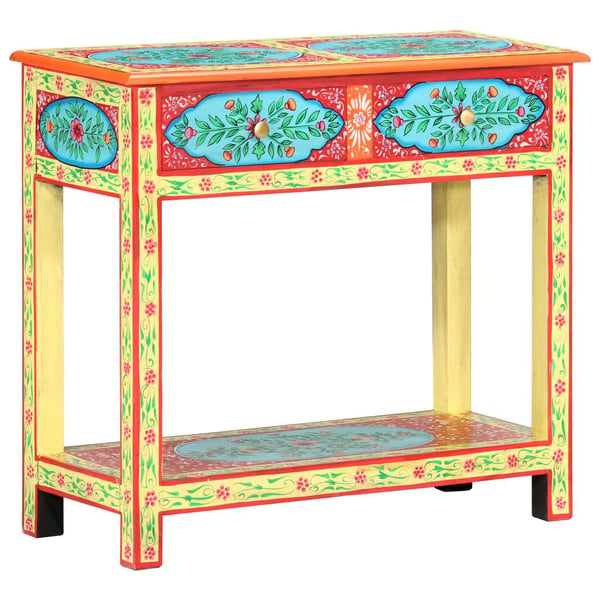 vidaXL håndmalet konsolbord 80x35x75 cm massivt mangotræ