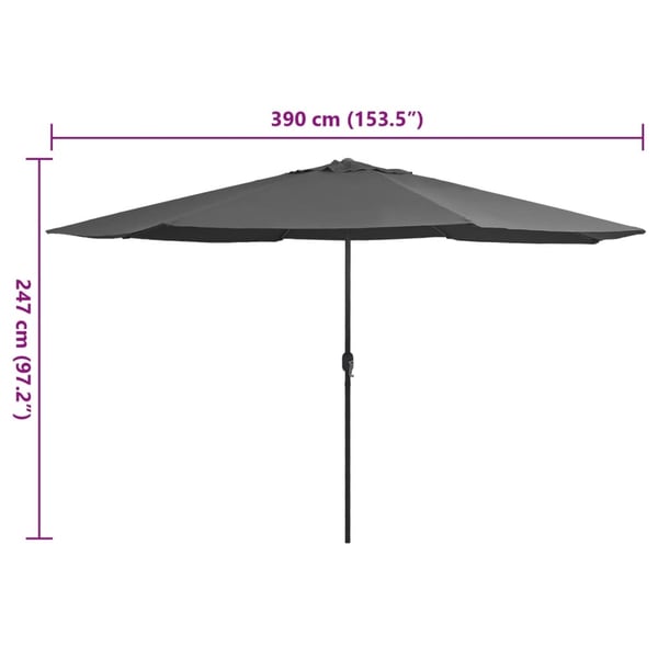 vidaXL parasol 390 cm metalstang antracitgrå