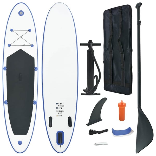 vidaXL paddleboardsæt SUP oppusteligt blå og hvid