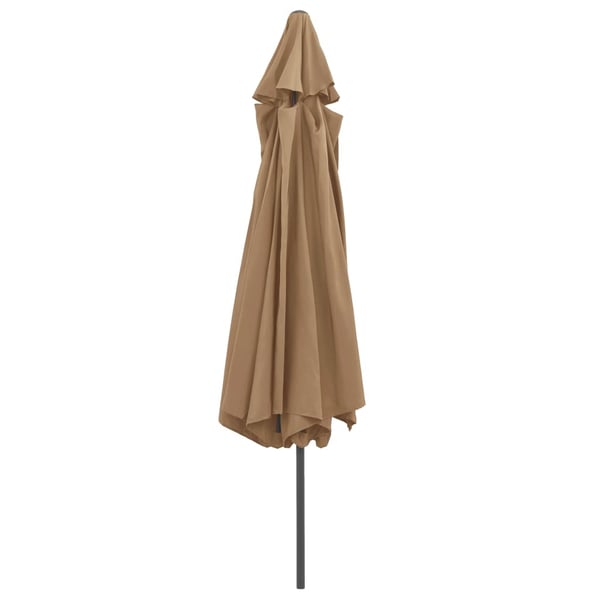 vidaXL parasol med metalstang 390 cm gråbrun