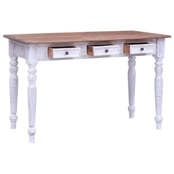 vidaXL Skrivebord med skuffer hvit 117x57x75 cm heltre mahogni