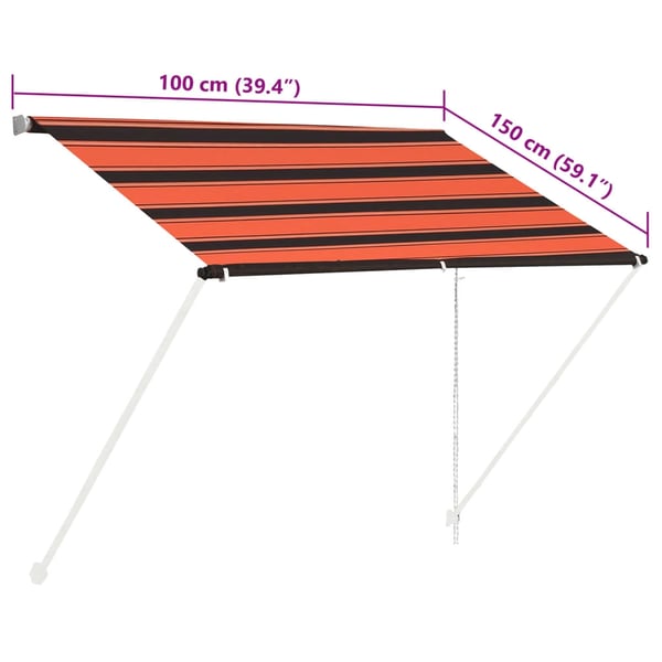 vidaXL Uttrekkbar markise 100x150 cm oransje og brun