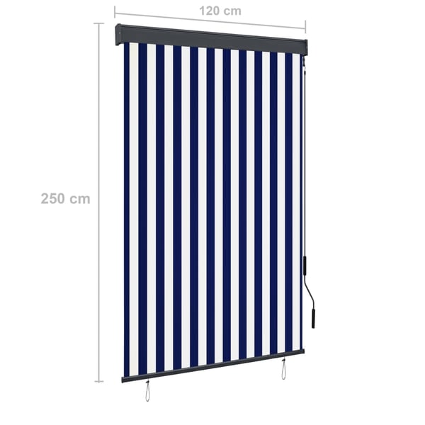 vidaXL Ulkorullaverho 120x250 cm valkoinen ja oranssi