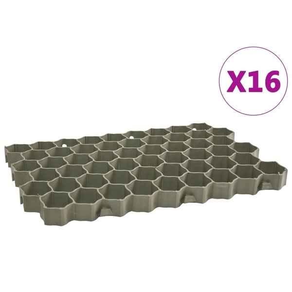vidaXL Gressarmeringsmatter 16 stk grønn 60x40x3 cm plast