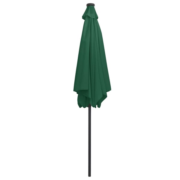 vidaXL parasol med LED-lys og aluminiumsstang 300 cm grøn