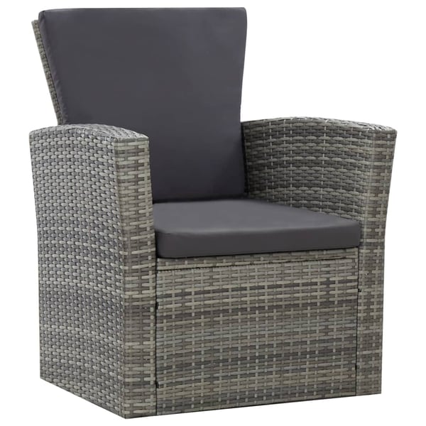 vidaXL haveloungesæt 4 dele med hynder polyrattan grå