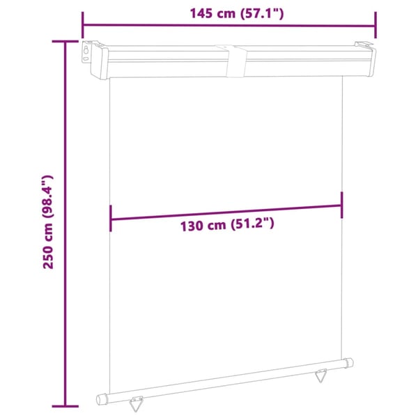 vidaXL sidemarkise til altan 140x250 cm grå