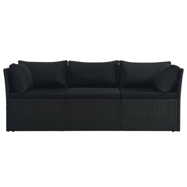 vidaXL haveloungesæt 4 dele med hynder polyrattan sort