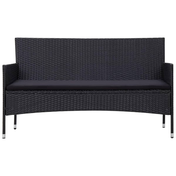 vidaXL haveloungesæt 5 dele med hynder polyrattan sort