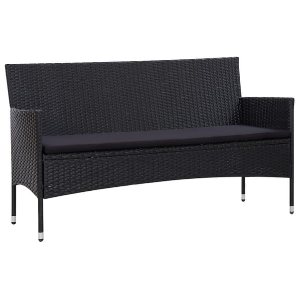 vidaXL haveloungesæt 5 dele med hynder polyrattan sort