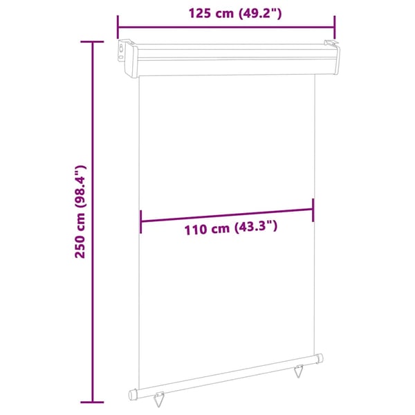 vidaXL Sidemarkise for balkong 125x250 cm brun