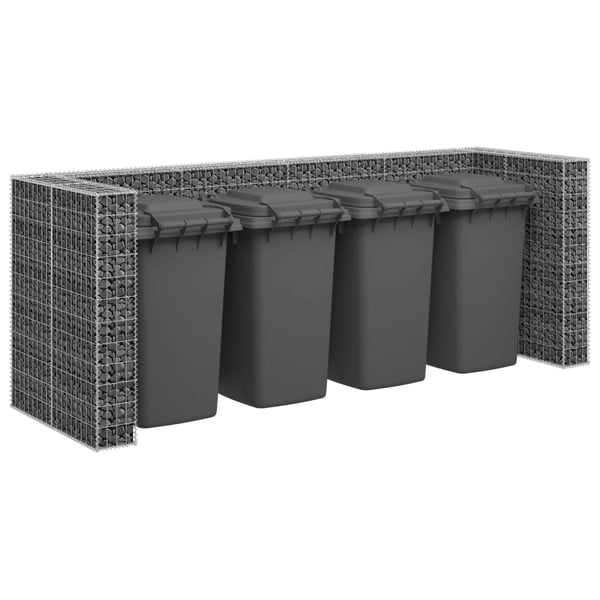 vidaXL Gabionmur för soptunnor galvaniserat stål 320x100x120 cm