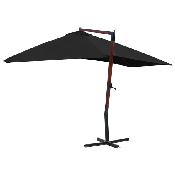 vidaXL hængeparasol 400x300 cm træstang sort