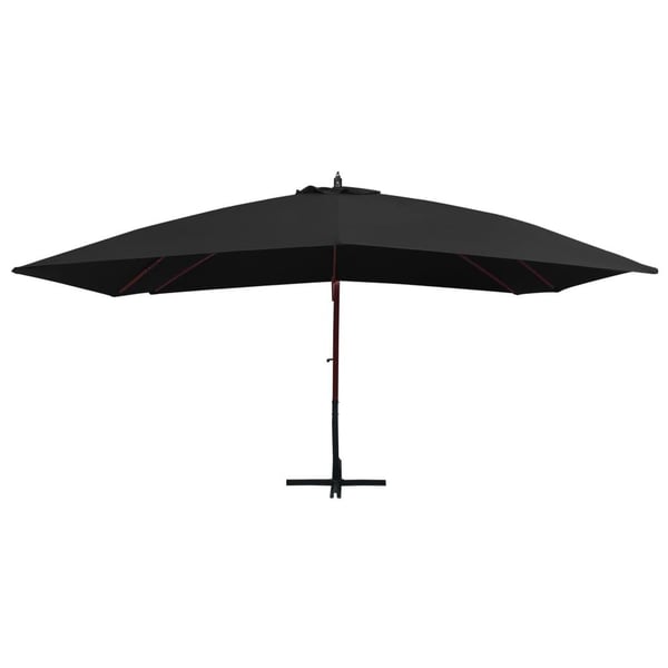 vidaXL hængeparasol 400x300 cm træstang sort