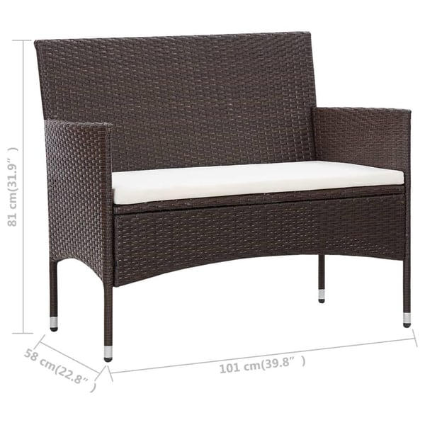 vidaXL haveloungesæt 5 dele med hynder polyrattan brun