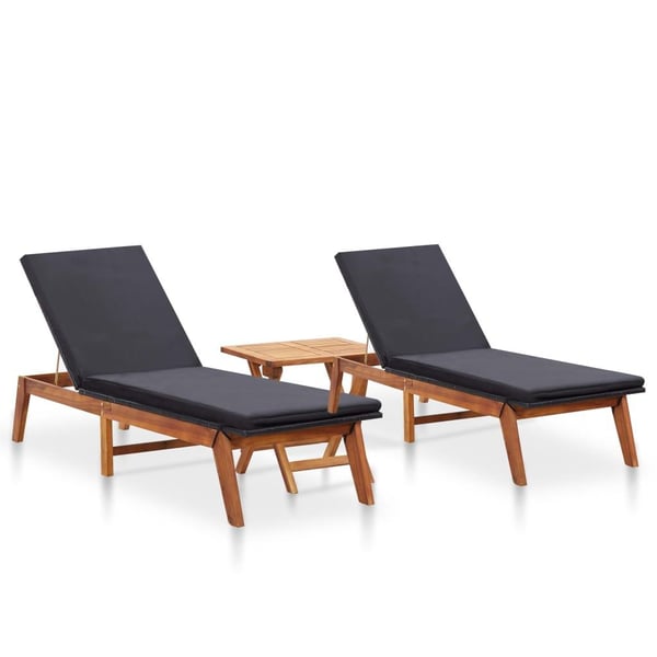 vidaXL liggestole 2 stk. med bord polyrattan og massivt akacietræ