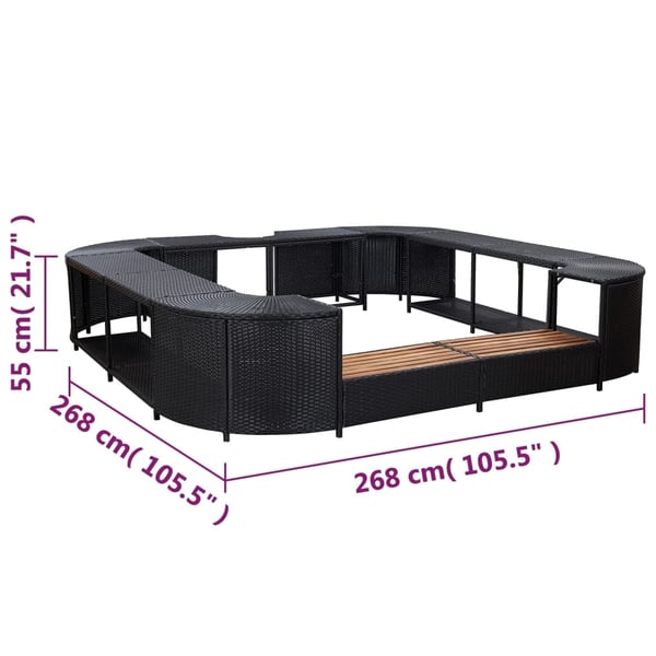 vidaXL omkrans til spabad 268x268x55 cm polyrattan sort