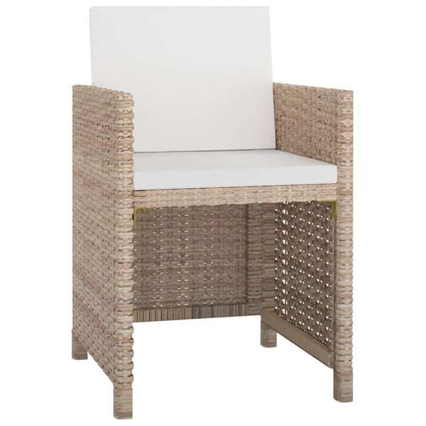 vidaXL udendørs spisebordssæt 5 dele med hynder polyrattan beige