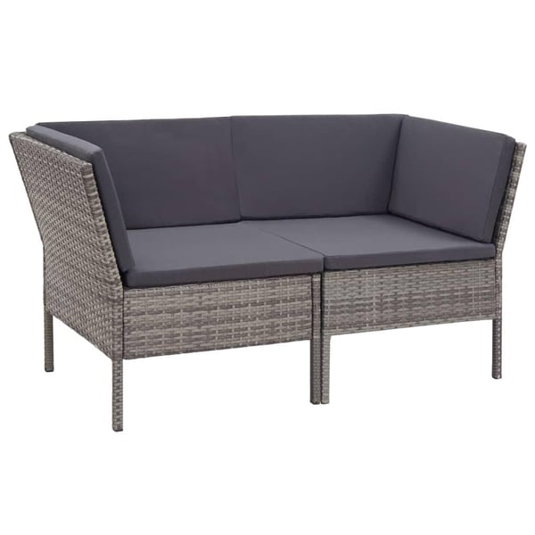 vidaXL haveloungesæt 6 dele med hynder polyrattan grå
