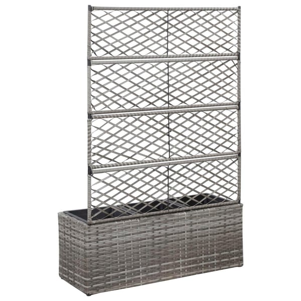 vidaXL Høybed med espalier 3 potter 83x30x130 cm polyrotting grå