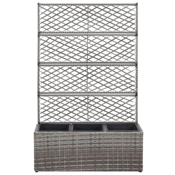 vidaXL Høybed med espalier 3 potter 83x30x130 cm polyrotting grå