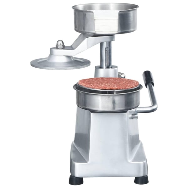 vidaXL Hamburgerpresse med 500 stk mellomleggspapir aluminium 13 cm