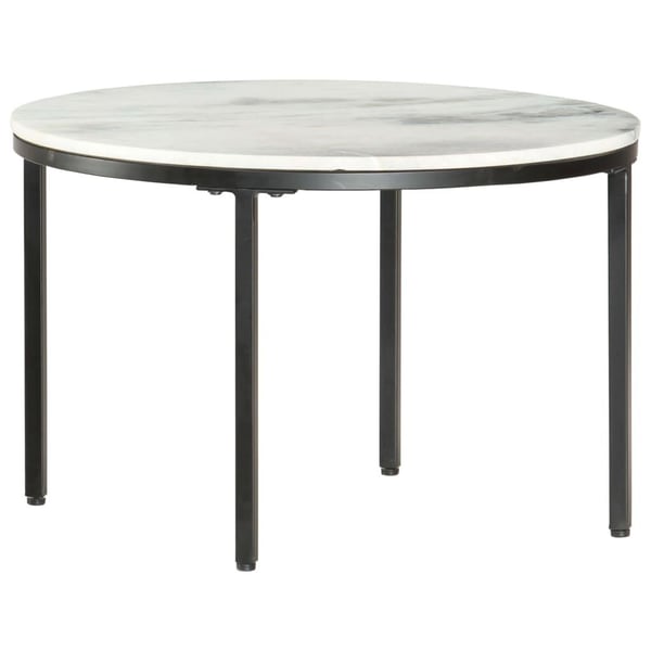 vidaXL sofabord Ø64 cm ægte massivt marmor hvid og sort