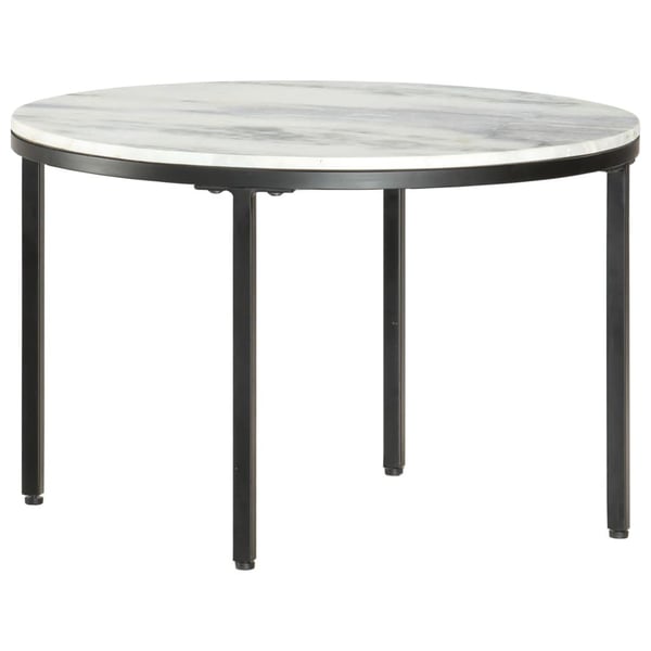 vidaXL sofabord Ø64 cm ægte massivt marmor hvid og sort