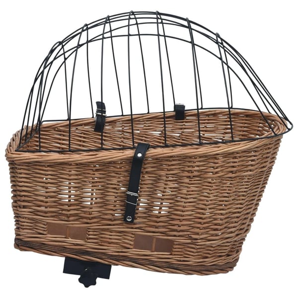 vidaXL cykelkurv med låg til styr 55x31x36 cm naturlig pil