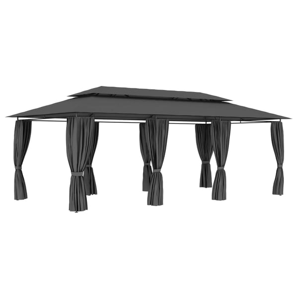 vidaXL Paviljong med gardiner 600x298x270 cm antrasitt