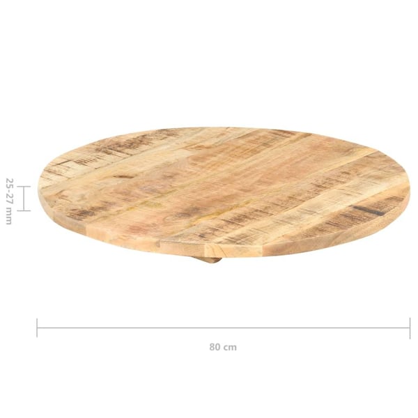 vidaXL Pöytälevy täysi mangopuu pyöreä 25-27 mm 80 cm