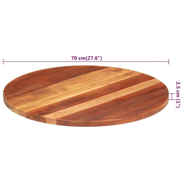 vidaXL bordplade 25-27 cm rund 70 cm massivt sheeshamtræ