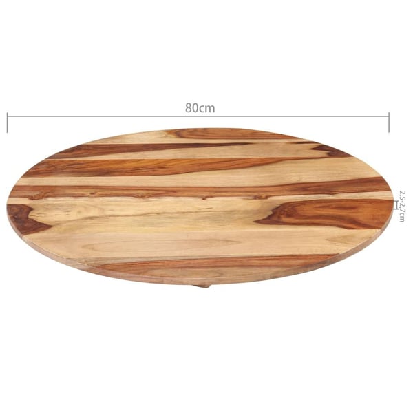 vidaXL bordplade 25-27 cm rund 80 cm massivt sheeshamtræ