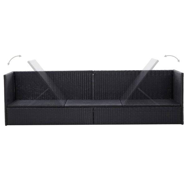 vidaXL haveseng med hynde og puder polyrattan sort