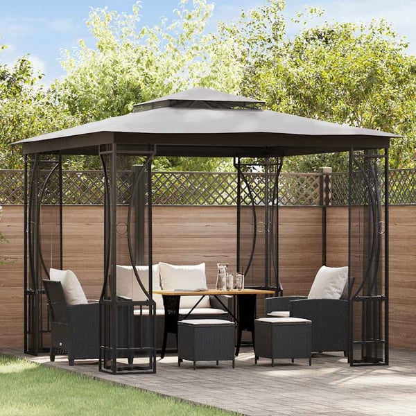 vidaXL Paviljong med nett 300x300x265 m antrasitt