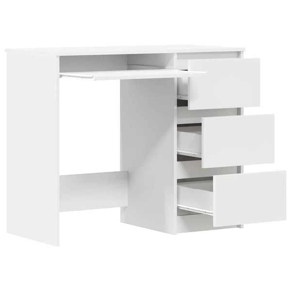 vidaXL Skrivebord hvit 90x45x76 cm konstruert tre