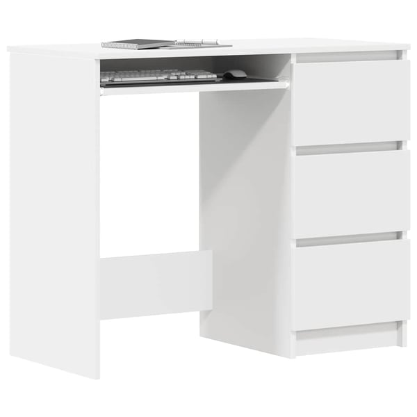 vidaXL Skrivebord hvit 90x45x76 cm konstruert tre