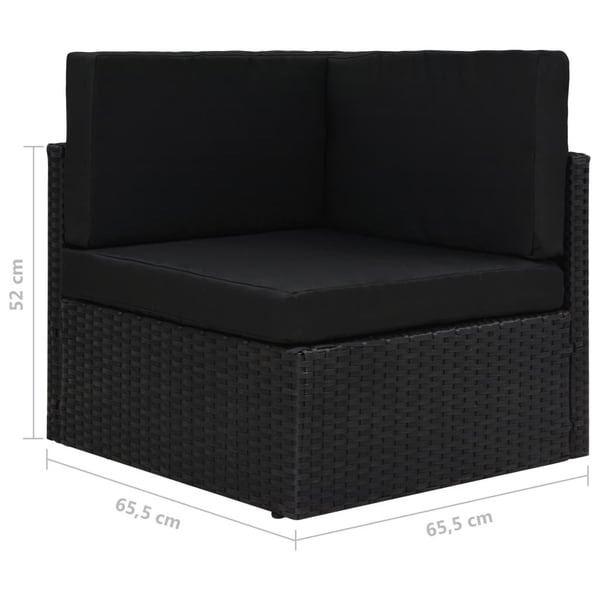 vidaXL hjørnedel til sofa polyrattan sort