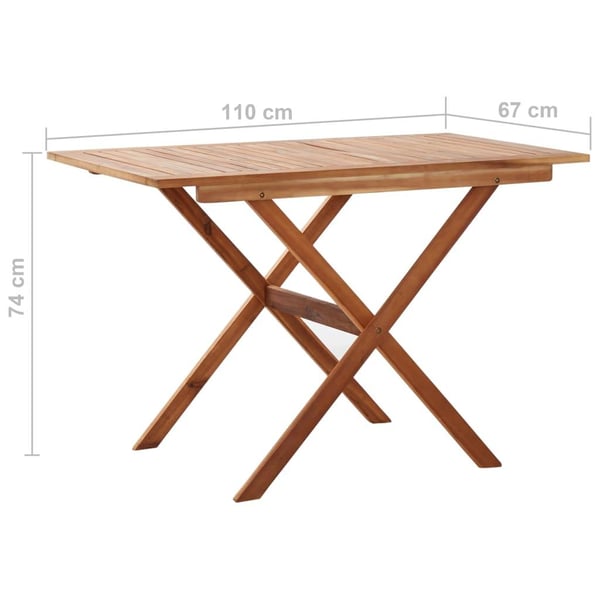 vidaXL Hagebord 110x67x74 cm heltre akasie